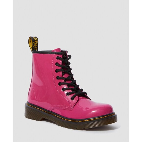 Dr. Martens Delaney Barbie Hot Pink Leather Kids Boots Size 4 With Zipper Laces - Picture 1 of 14